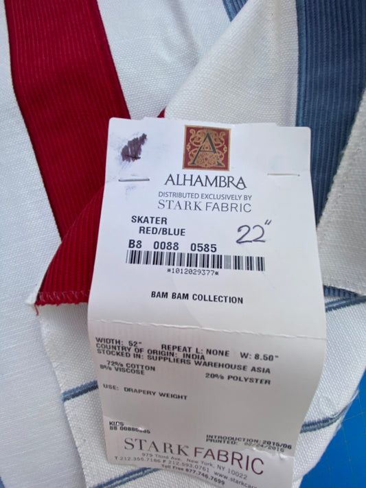 5 Berkbox75 Square Embroidery by Alhambra Skater Red/Blue White 1.2yd x 28" MSRP USD 300+/Y