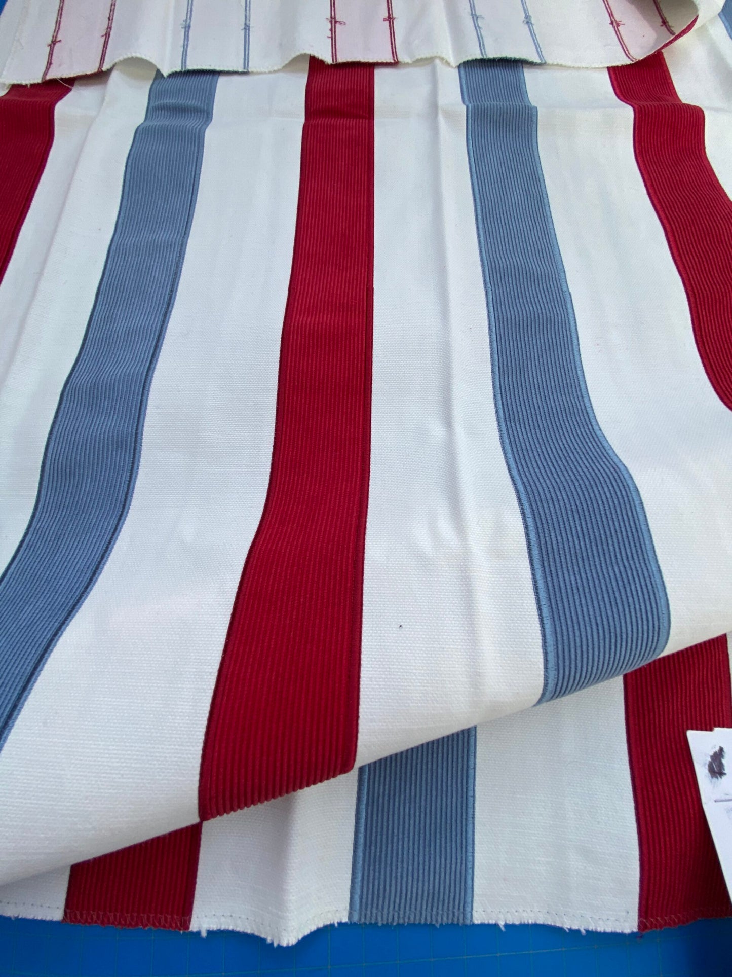 5 Berkbox75 Square Embroidery by Alhambra Skater Red/Blue White 1.2yd x 28" MSRP USD 300+/Y