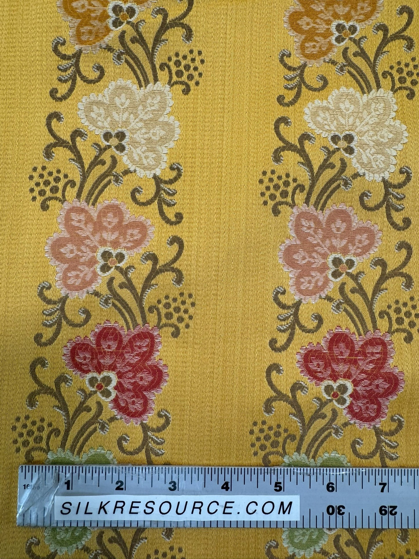 Scalamandre Fleur Multi/Maize Yellow Radiance Traditional Flower Garland Stripe Red Pink Blue Yellow Cotton - By The Yard - MSRP USD216/y