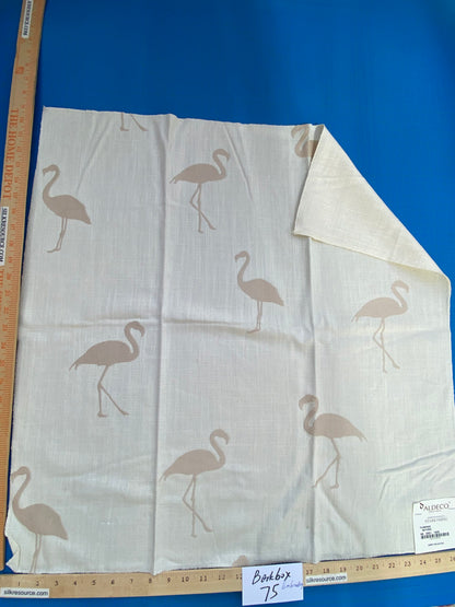 7 Berkbox75 Square Embroidery by Aldeco Flamingo Natural White Animal Bird MSRP USD 306/Y