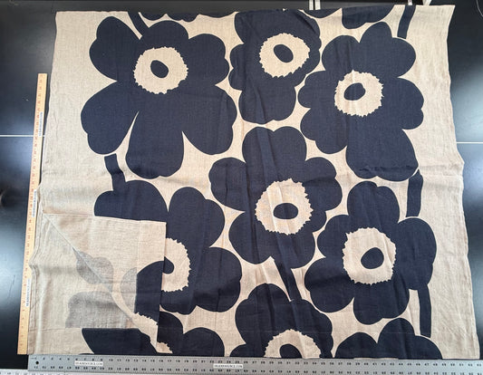 Scalamandre MARIMEKKO Unikko Linen Print Navy Linen Floral Botanical Print - Navy Blue -  2.4 yards
