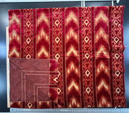 Scalamandre Kailash Rosso Red Ikat Stripe Chevron Silk Velvet  - 2.4 yards - MSRP USD 1958/y