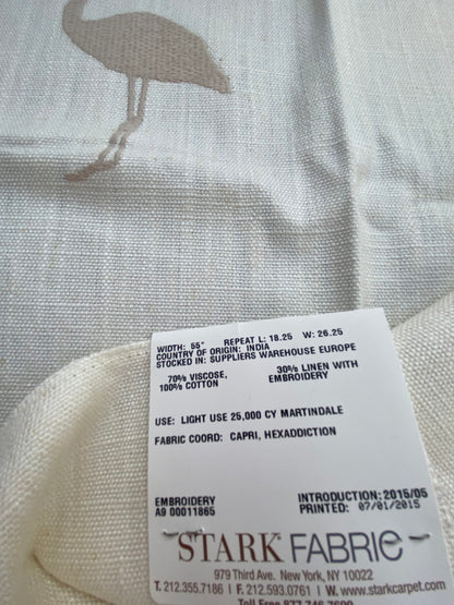 7 Berkbox75 Square Embroidery by Aldeco Flamingo Natural White Animal Bird MSRP USD 306/Y