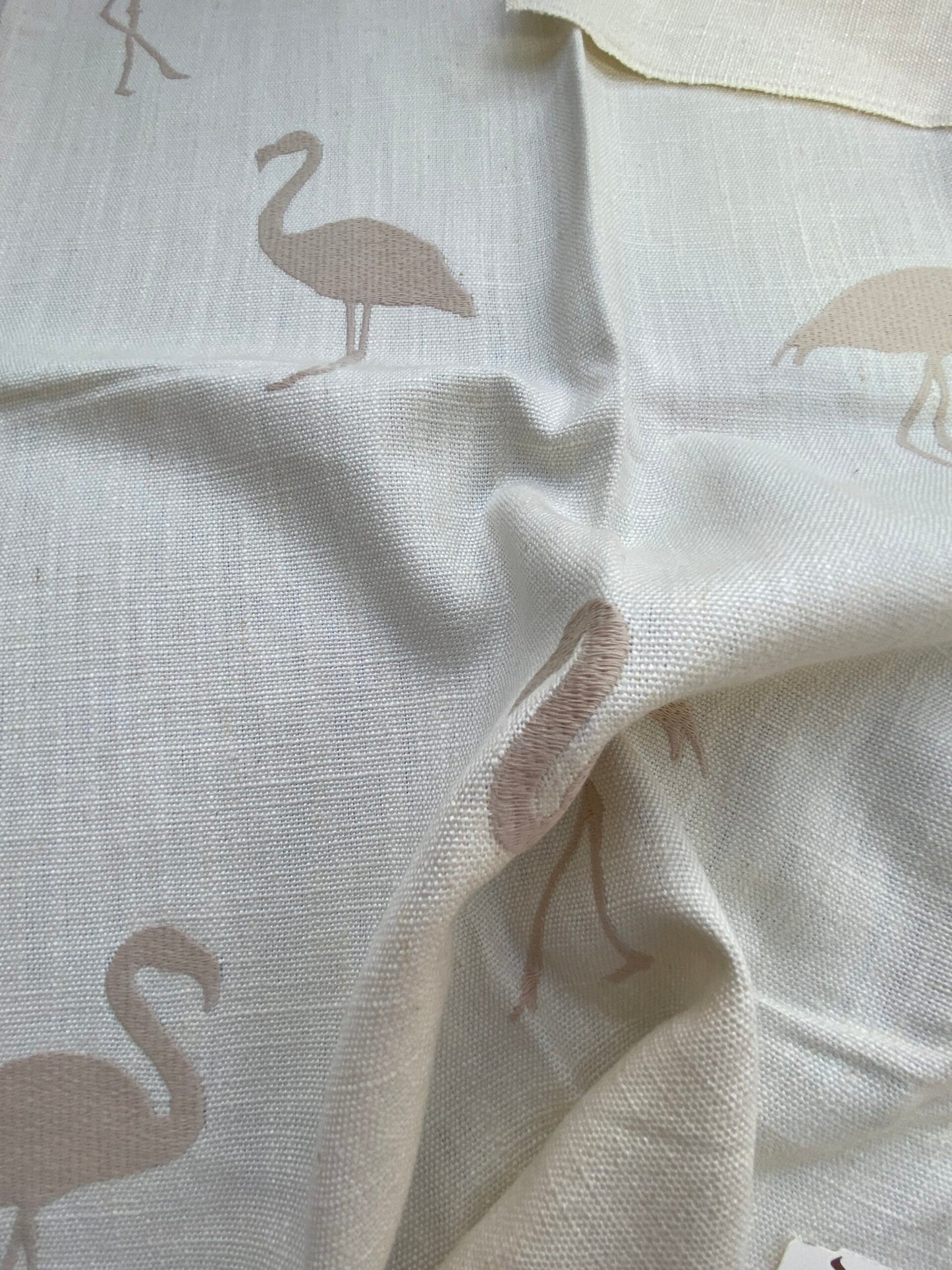 7 Berkbox75 Square Embroidery by Aldeco Flamingo Natural White Animal Bird MSRP USD 306/Y