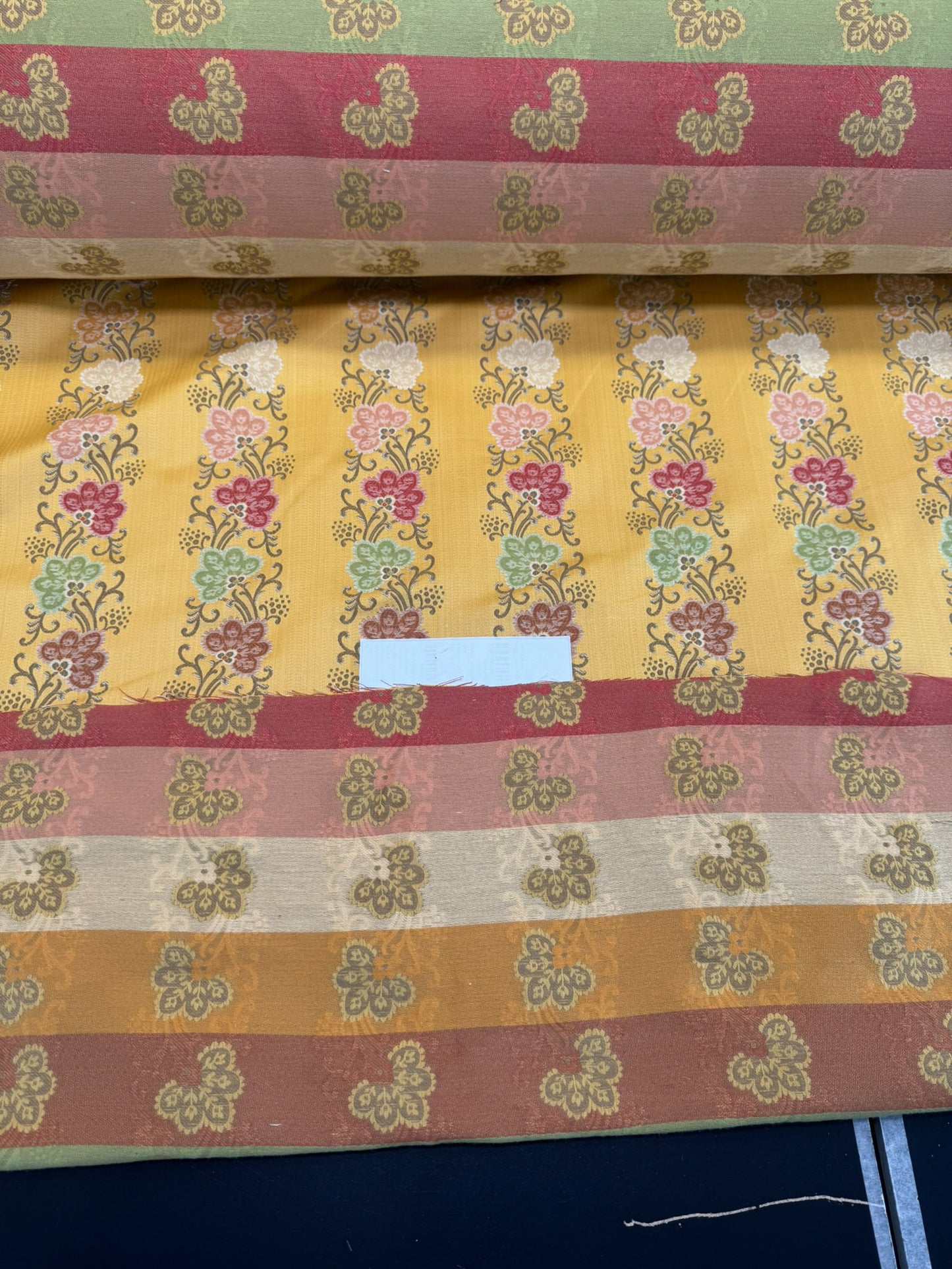 Scalamandre Fleur Multi/Maize Yellow Radiance Traditional Flower Garland Stripe Red Pink Blue Yellow Cotton - By The Yard - MSRP USD216/y