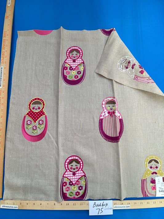 8 Berkbox75 Square Embroidery by Alhambra Dolly Fuschia Pink on Taupe MSRP USD 306/Y