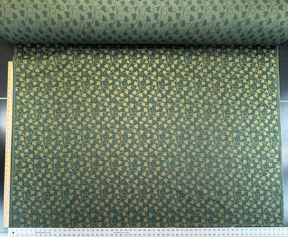 Scalamandre Ivy Cottage Green Gold Vine and Trellis Botanical Foliage Scroll Square Cotton - By The Yard -MSRP USD192/y