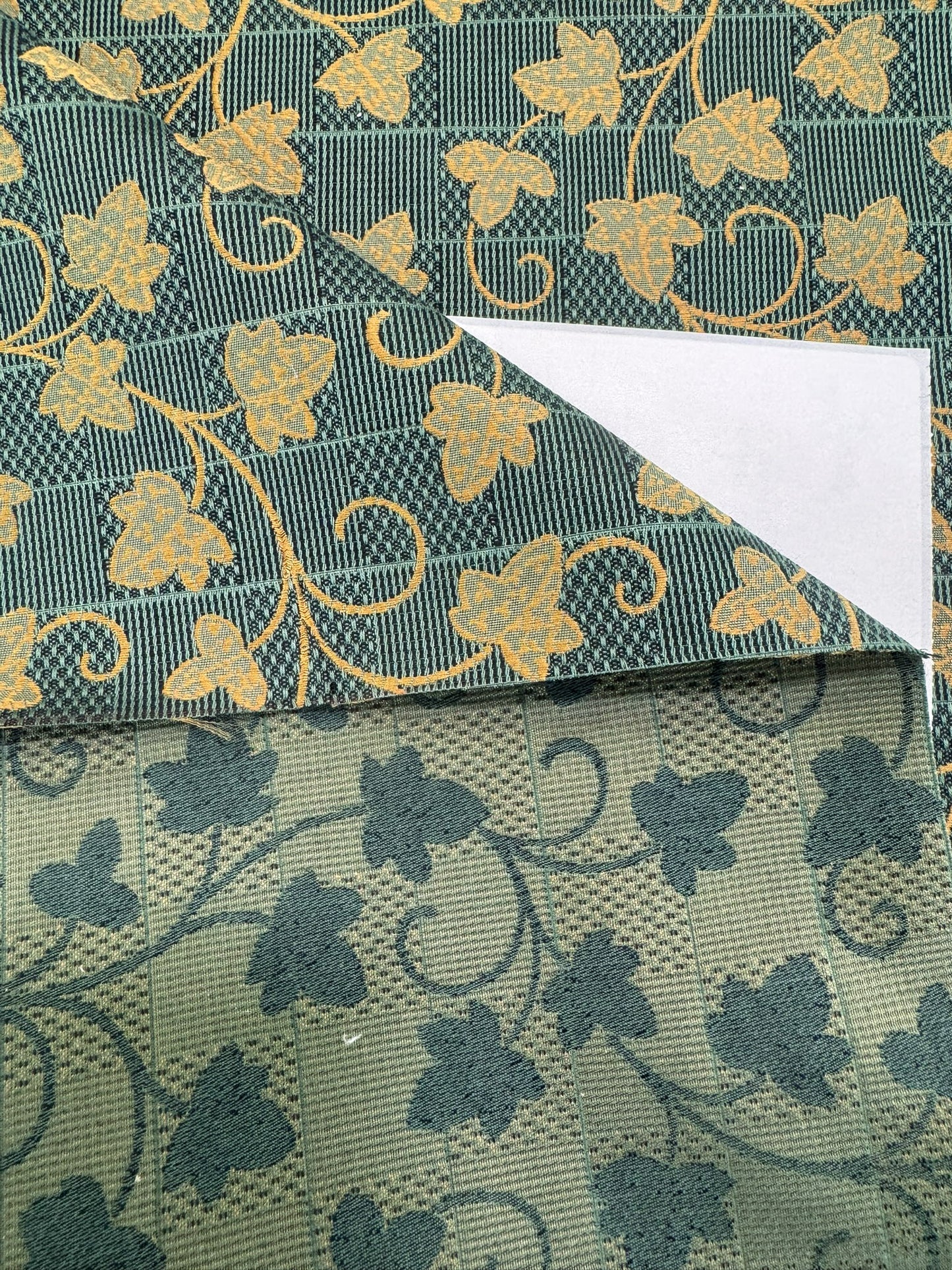 Scalamandre Ivy Cottage Green Gold Vine and Trellis Botanical Foliage Scroll Square Cotton - By The Yard -MSRP USD192/y