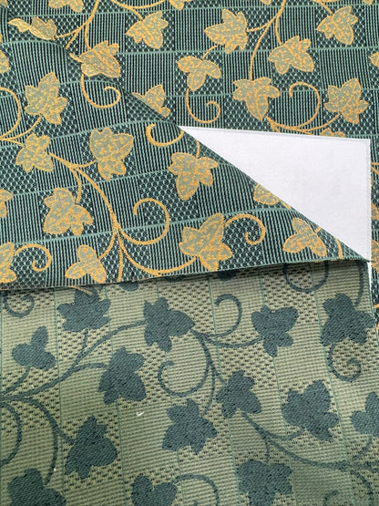 Scalamandre Ivy Cottage Green Gold Vine and Trellis Botanical Foliage Scroll Square Cotton - By The Yard -MSRP USD192/y