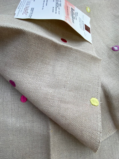 11 Berkbox75 Square Embroidery by Alhambra Spots Fuschia Lime MSRP USD Small Scale Kids Nursery 1.2yd x 26"  MSRP USD 300+/Y