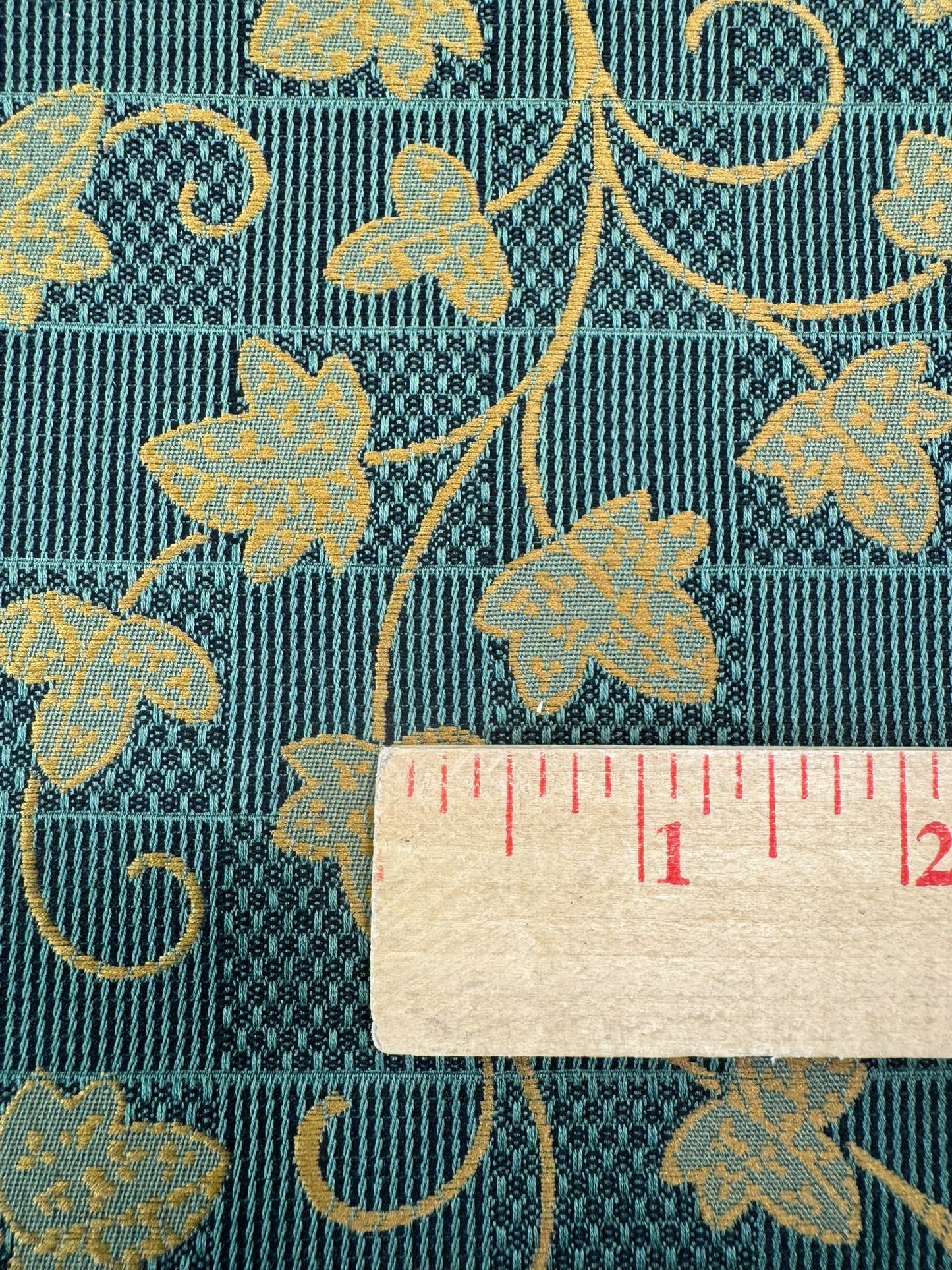 Scalamandre Ivy Cottage Green Gold Vine and Trellis Botanical Foliage Scroll Square Cotton - By The Yard -MSRP USD192/y