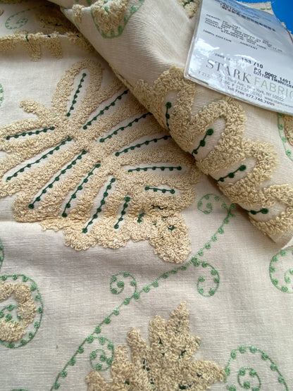 12 Berkbox75 Square Embroidery by Grey Watkins Fossils Dark Green on Beige Cotton Fern MSRP USD 372/Y