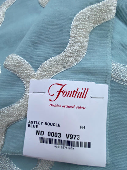 14 Berkbox75 Square Embroidery by Fonthill Astley Boucle Blue 1yd x 25" Diamond Ogee MSRP USD 338/Y