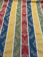 Scalamandre Cortona Stripe Bleu Gold Green Red Under the Tuscany Sun Renaissance Artichoke Damask Strie Stripe Cotton Blend -By The Yard