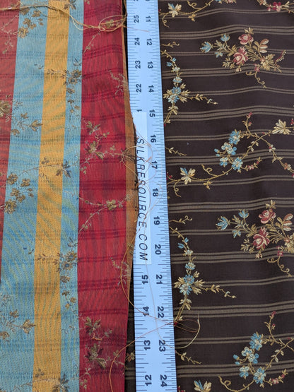 Scalamandre Eveline Truffle Classic French Rococo Silk Lampas Eveline in Truffle Brown Gold Blue Red MSRP USD320/y