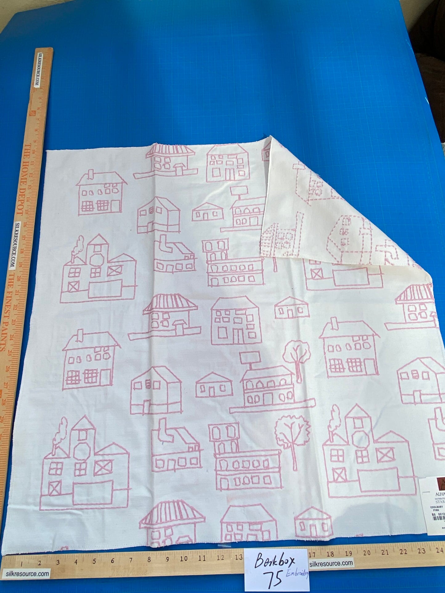 18 Berkbox75 Square Embroidery by Alhambra Coolbaby Pink on White Children MSRP USD 116/Y