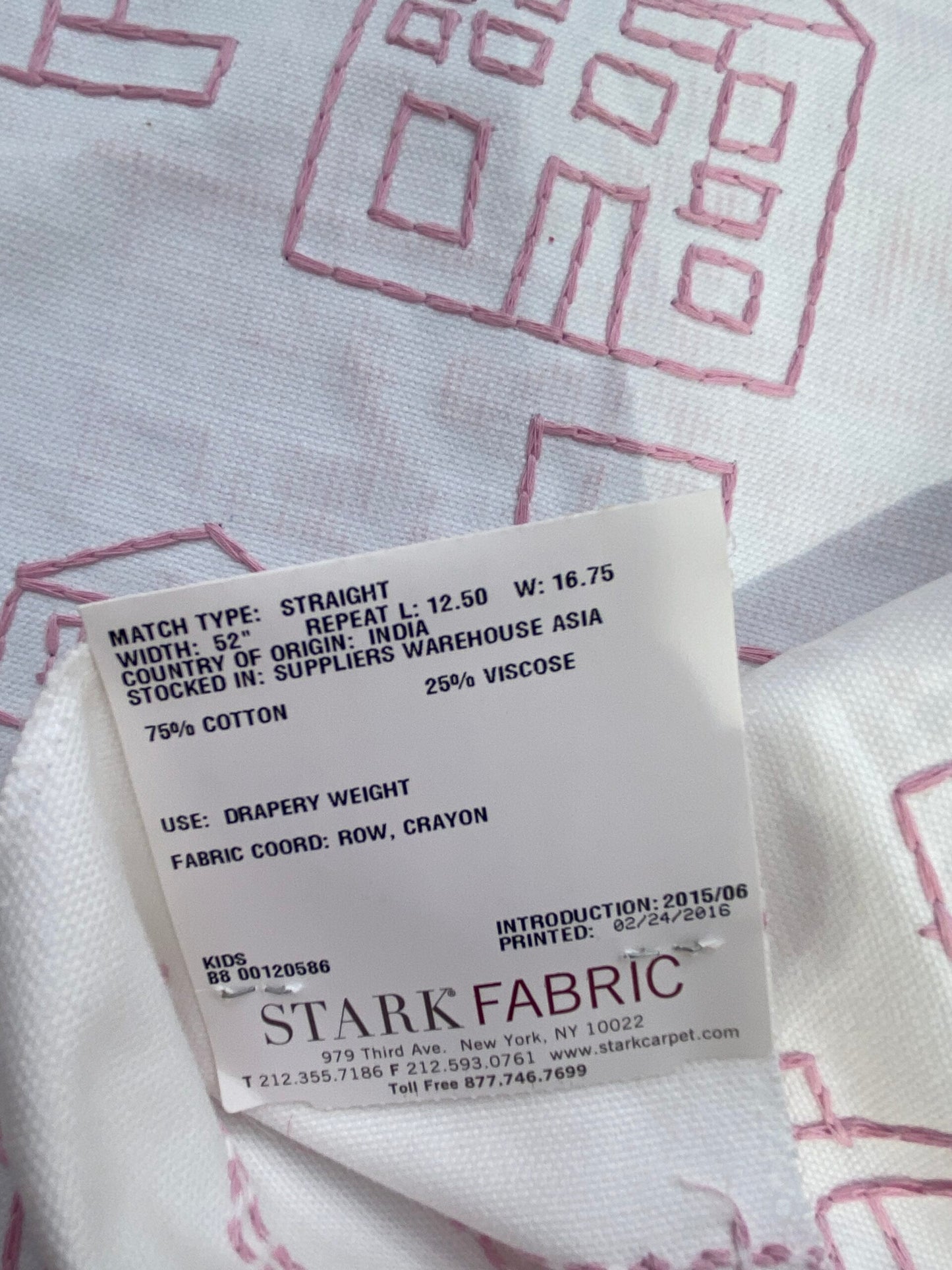 18 Berkbox75 Square Embroidery by Alhambra Coolbaby Pink on White Children MSRP USD 116/Y