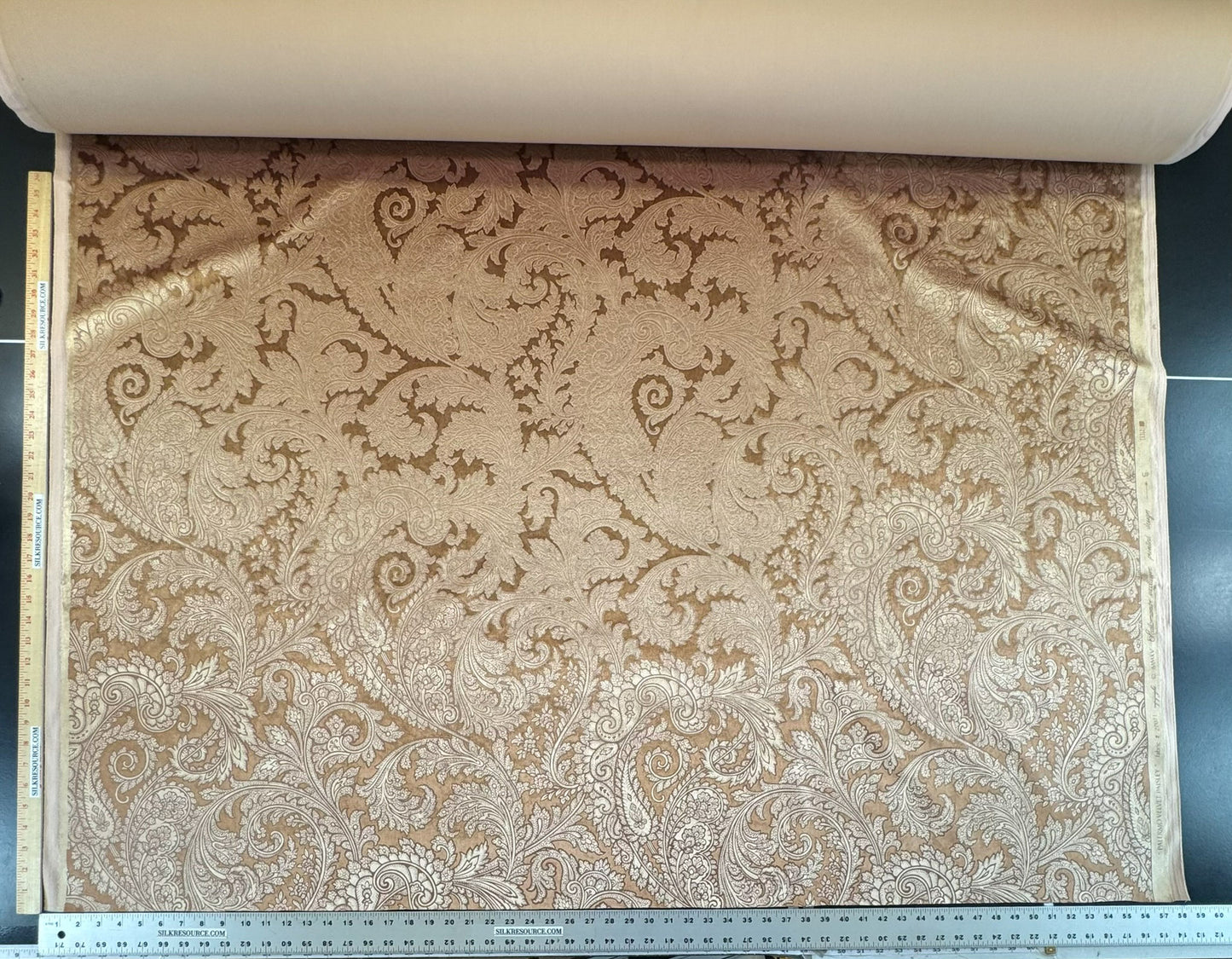 Scalamandre Palermo Velvet Paisley Copper Brown Printed Velvet Botanical Foliage MSRP USD610/y
