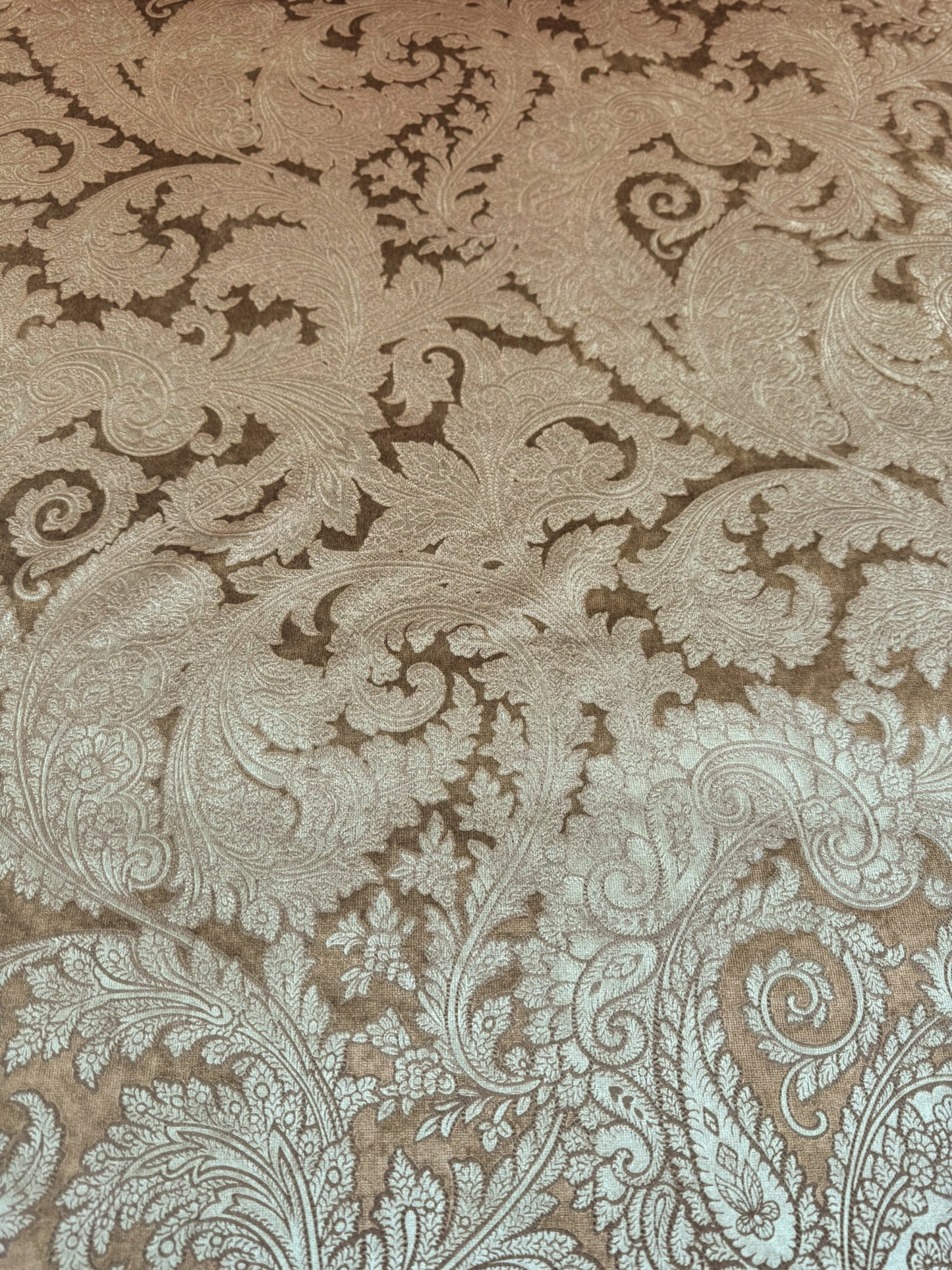 Scalamandre Palermo Velvet Paisley Copper Brown Printed Velvet Botanical Foliage MSRP USD610/y