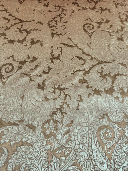 Scalamandre Palermo Velvet Paisley Copper Brown Printed Velvet Botanical Foliage MSRP USD610/y