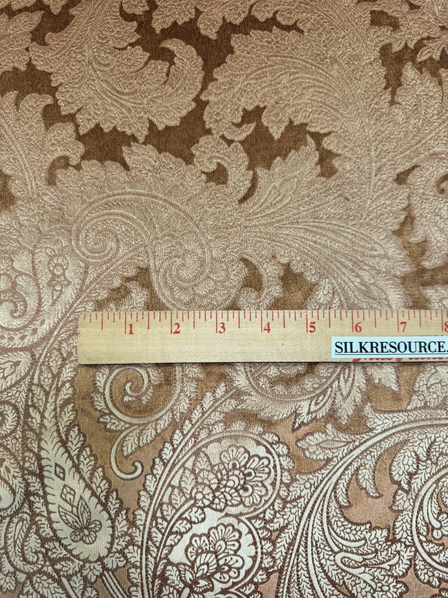 Scalamandre Palermo Velvet Paisley Copper Brown Printed Velvet Botanical Foliage MSRP USD610/y