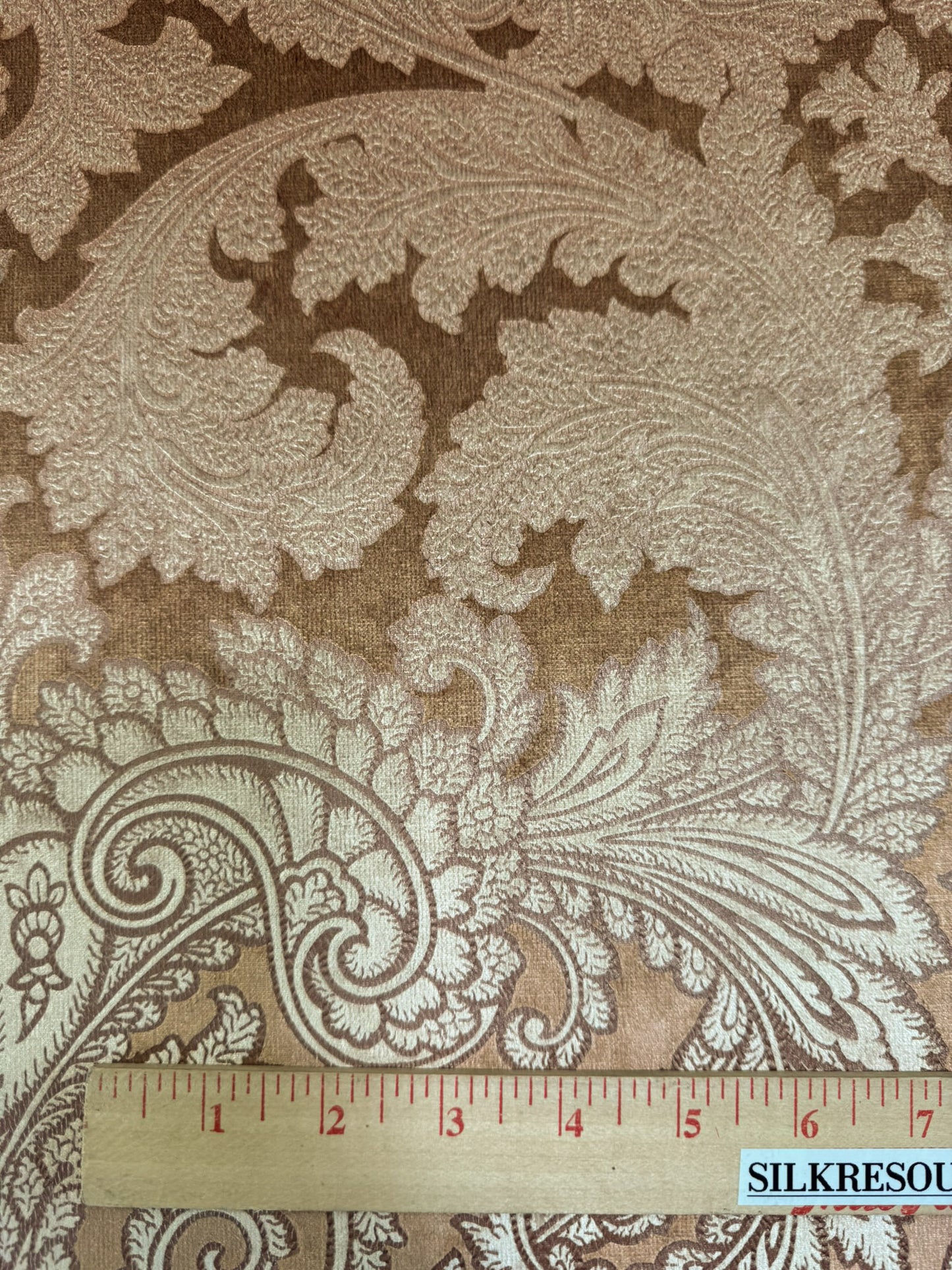 Scalamandre Palermo Velvet Paisley Copper Brown Printed Velvet Botanical Foliage MSRP USD610/y