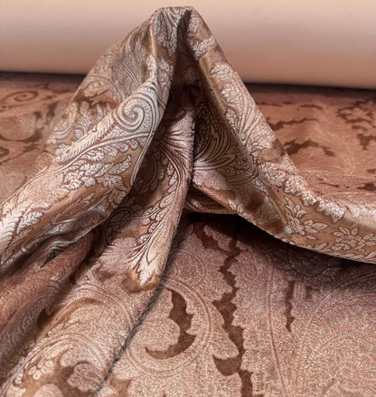 Scalamandre Palermo Velvet Paisley Copper Brown Printed Velvet Botanical Foliage MSRP USD610/y