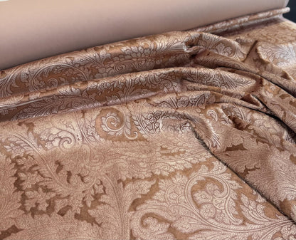 Scalamandre Palermo Velvet Paisley Copper Brown Printed Velvet Botanical Foliage MSRP USD610/y