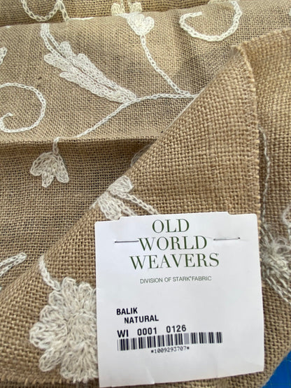 24 Berkbox75 Square Embroidery by Old World Weavers Balik Natural Wool Crewel On Jute MSRP USD 304/Y