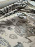 Scalamandre  Tai Lao Slate Gray Beige Velvet Ikat Paisley Viscose Cotton - By The Yard- MSRP USD 532/y
