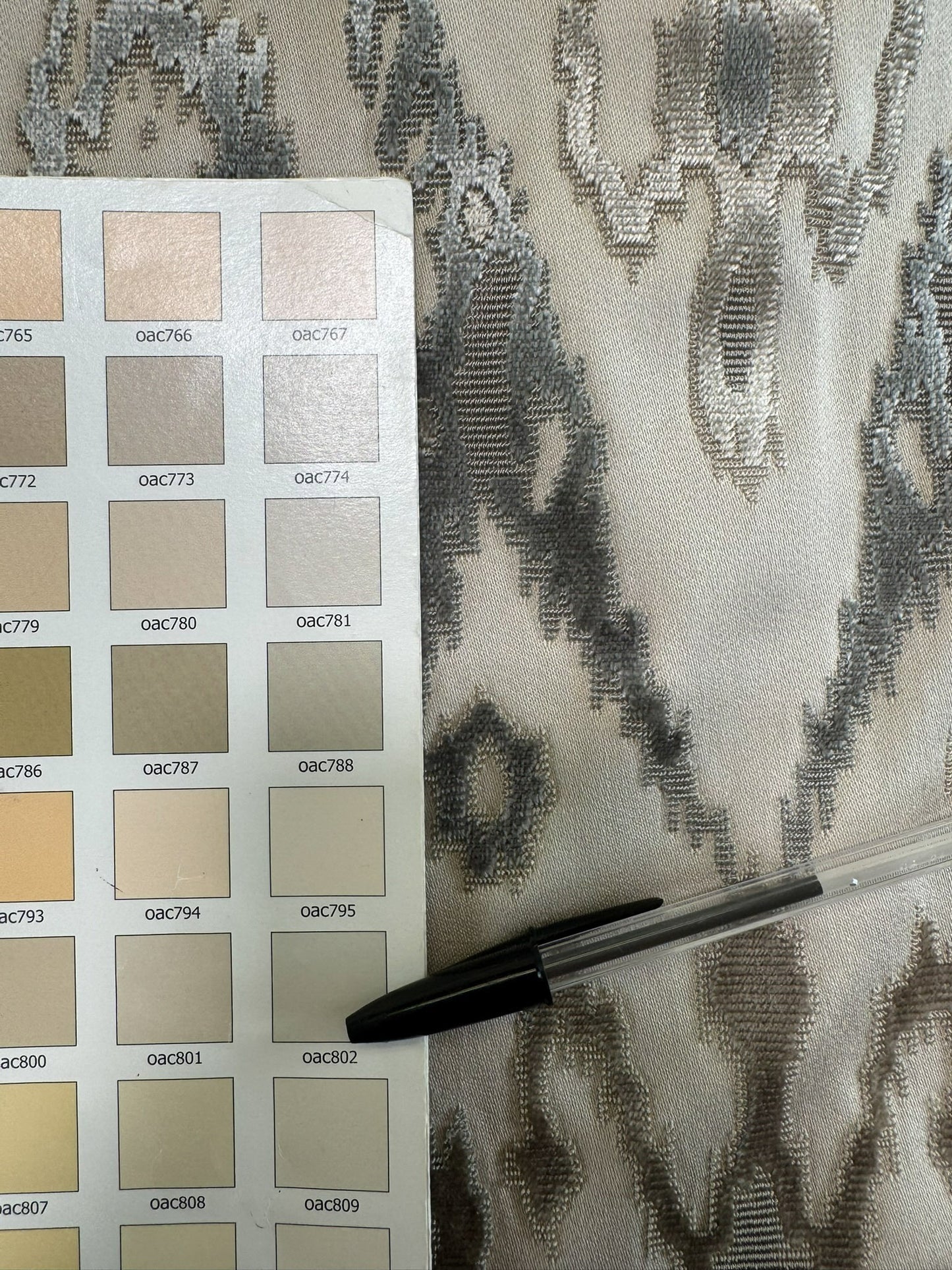 Scalamandre  Tai Lao Slate Gray Beige Velvet Ikat Paisley Viscose Cotton - By The Yard- MSRP USD 532/y
