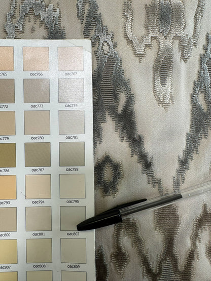 Scalamandre  Tai Lao Slate Gray Beige Velvet Ikat Paisley Viscose Cotton - By The Yard- MSRP USD 532/y