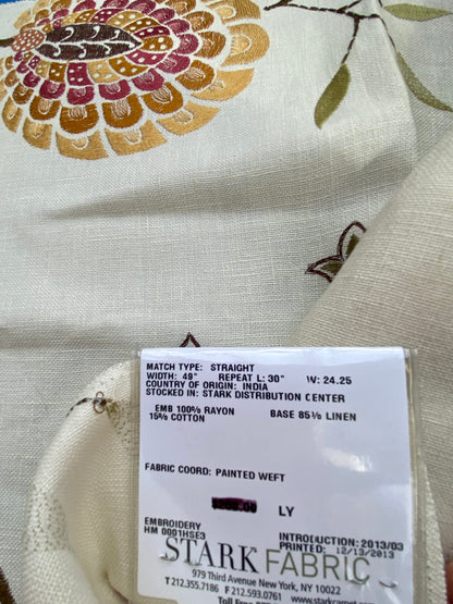 25 Berkbox75 Square Embroidery by Grey Watkins Mangalore Brown on Natural Botanical Foliage MSRP USD 240/Y