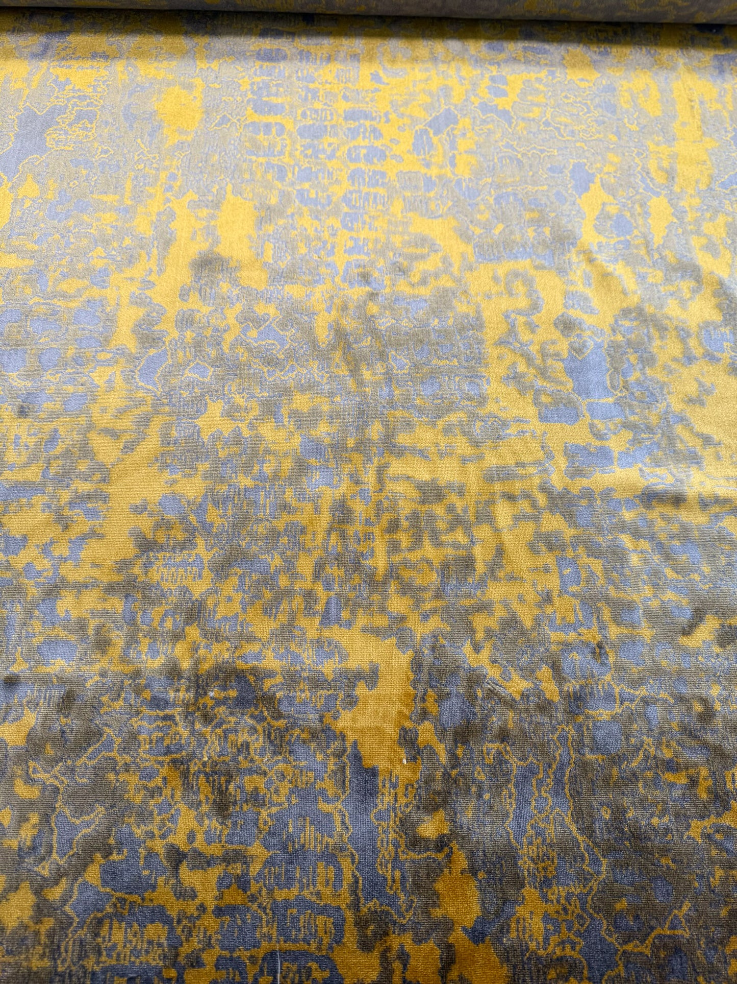Scalamandre Fragment in Artisans Gold Velvet Impressionist Print Moody Viscose Polyester - By The Yard