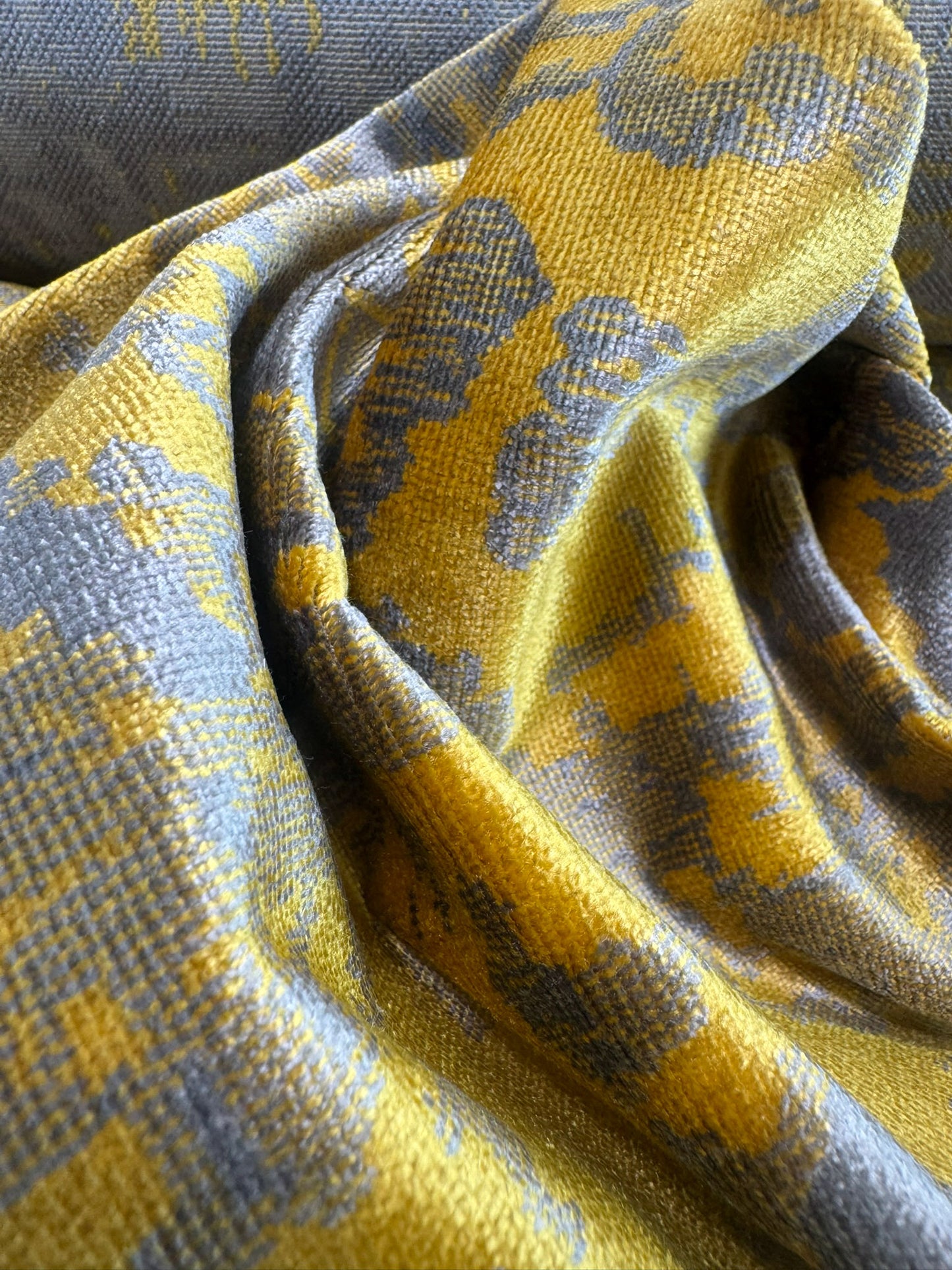 Scalamandre Fragment in Artisans Gold Velvet Impressionist Print Moody Viscose Polyester - By The Yard