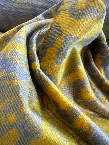 Scalamandre Fragment in Artisans Gold Velvet Impressionist Print Moody Viscose Polyester - By The Yard