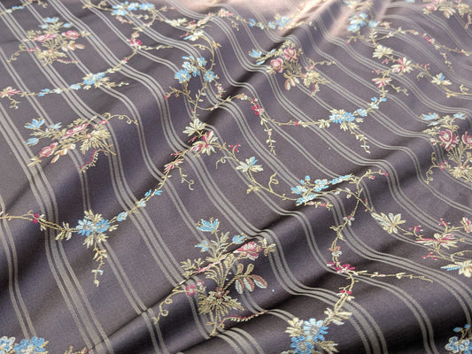 Scalamandre Eveline Silk Lampas - Truffle Brown Gold Blue Red