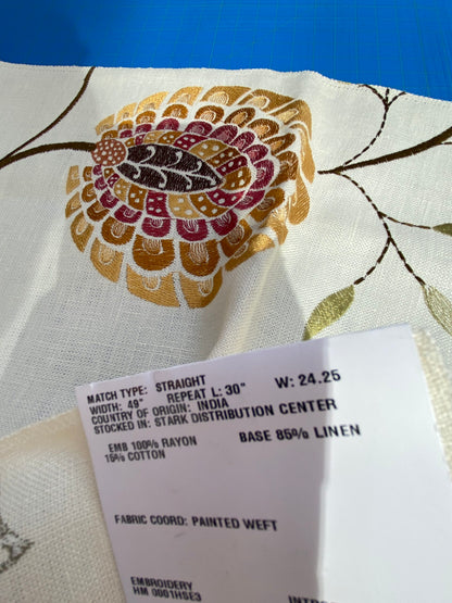 28 Berkbox75 Square Embroidery by Grey Watkins Mangalore Brown on Natural Botanical Foliage MSRP USD 240/Y