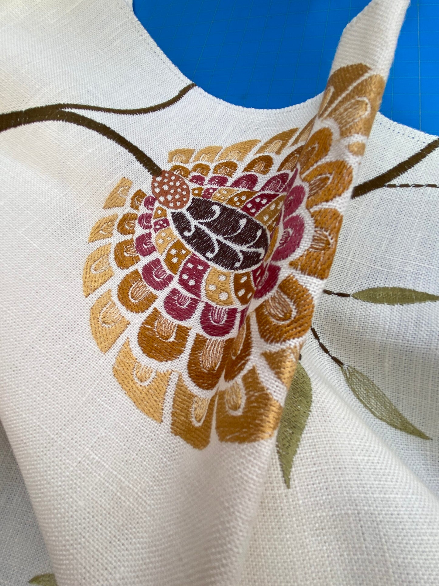 28 Berkbox75 Square Embroidery by Grey Watkins Mangalore Brown on Natural Botanical Foliage MSRP USD 240/Y