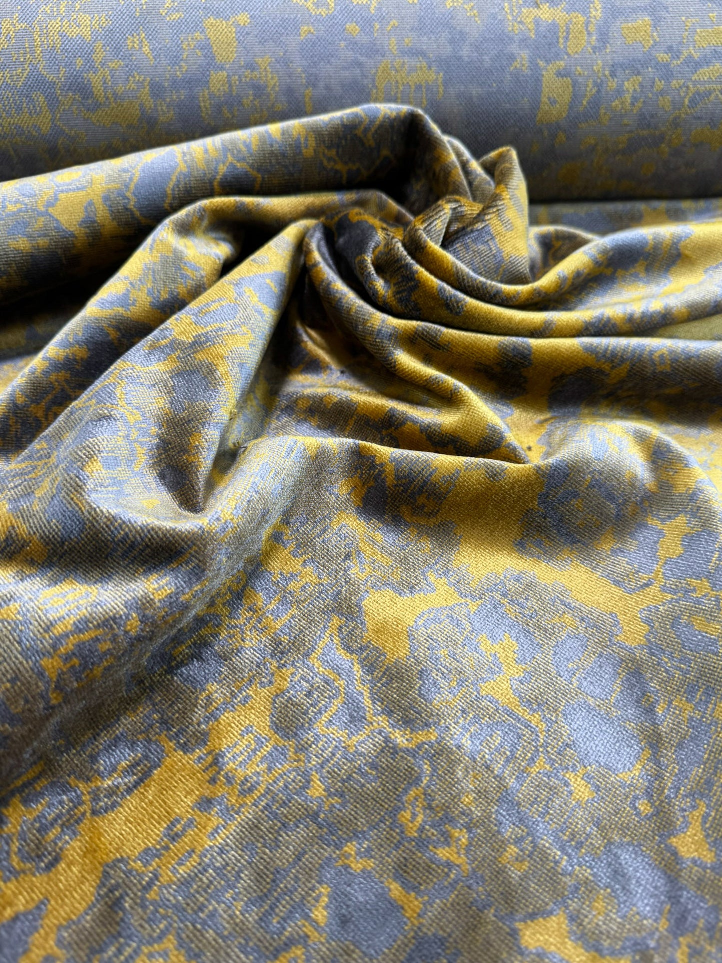 Scalamandre Fragment in Artisans Gold Velvet Impressionist Print Moody Viscose Polyester - By The Yard