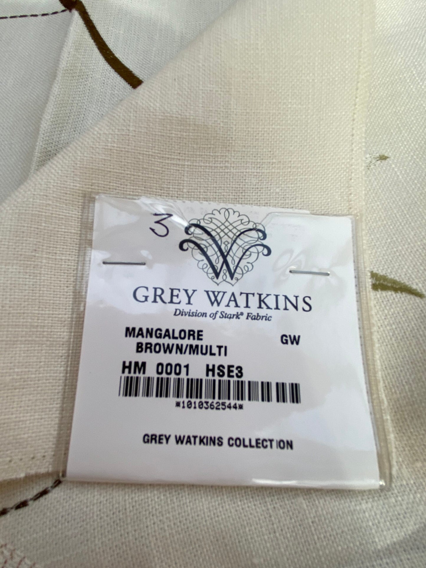 30 Berkbox75 Square Embroidery by Grey Watkins Mangalore Brown on Natural Botanical Foliage MSRP USD 240/Y