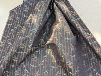 Scalamandre Eveline Truffle Classic French Rococo Silk Lampas Eveline in Truffle Brown Gold Blue Red MSRP USD320/y