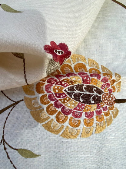 33 Berkbox75 Square Embroidery by Grey Watkins Mangalore Brown on Natural Botanical Foliage MSRP USD 240/Y