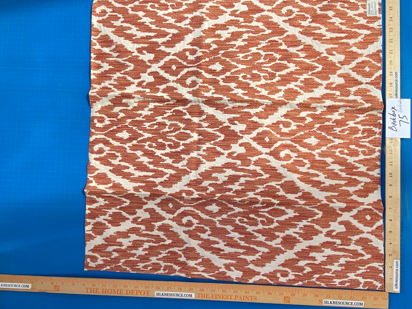 35 Berkbox75 Square Embroidery by Scalamandre Lhasa Ikat Weave Coral  Orange MSRP USD 362/Y