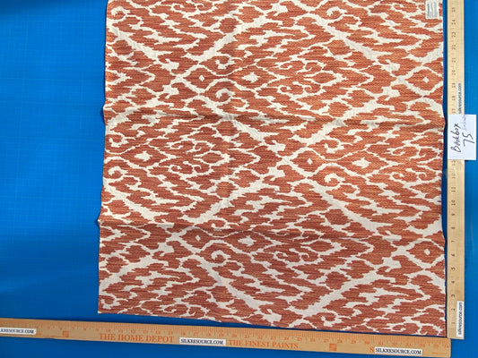 35 Berkbox75 Square Embroidery by Scalamandre Lhasa Ikat Weave Coral  Orange MSRP USD 362/Y