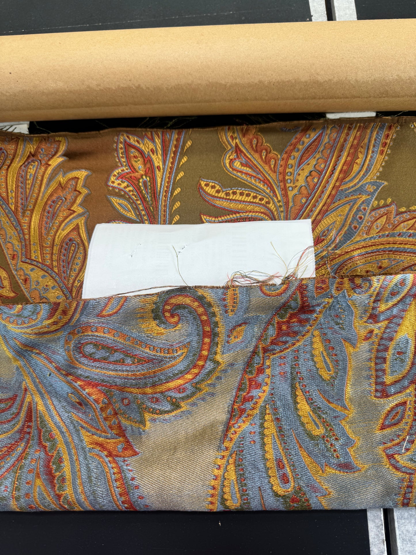 0.47yard Scalamandre Salparino Moss Parrot Paisley 100% Silk Lampas -Green Gold Blue Red -MSRP USD456/y