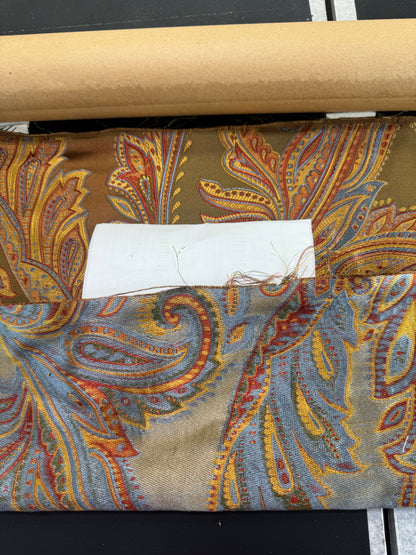 0.47yard Scalamandre Salparino Moss Parrot Paisley 100% Silk Lampas -Green Gold Blue Red -MSRP USD456/y