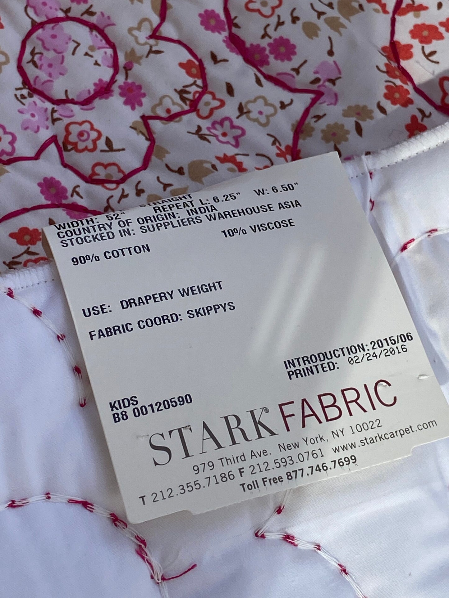 37 Berkbox75 Square Embroidery by Scalamandre Alhambra Party Rose Garden Flower Pink Red on White1.25"x25" MSRP USD 300+/Y