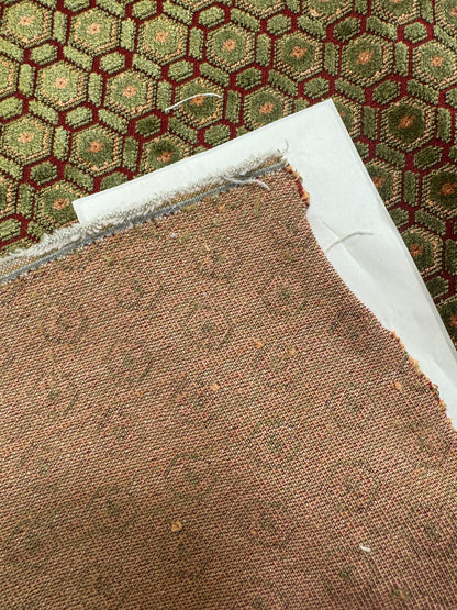 0.5yard Scalamandre Old World Weavers Manet Eucalyptus Green Red Velvet Viscose Small Scales Geometric MSRP USD570/y