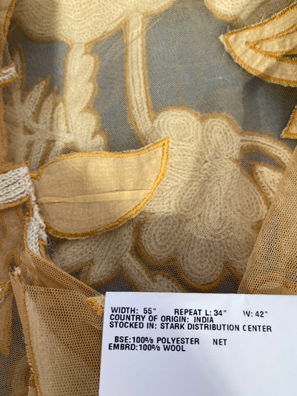 38 Berkbox75 Square Embroidery by Old World Weavers Sikandra Ivory Sheer 41" x 40"  MSRP USD 770/Y